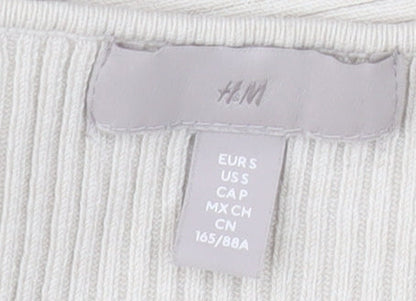 H&M Women Ivory Knit Bodycon Midi Dress Size 10 Long Sleeve