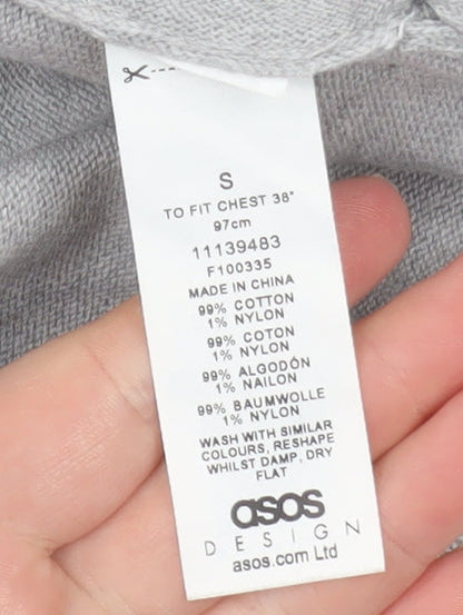 Mens UK Size S ASOS DESIGN Grey Pullover Hoodie