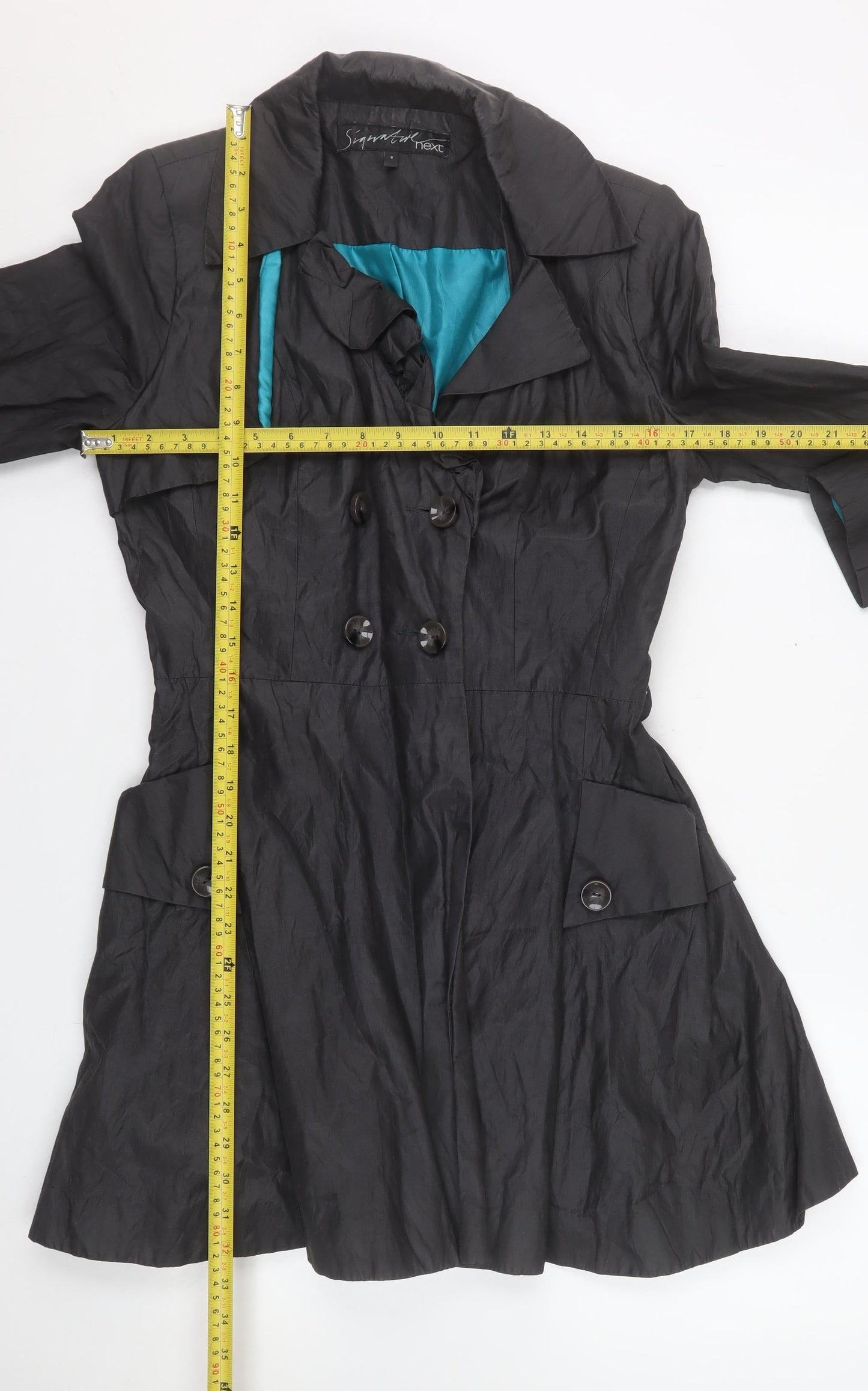 Womens UK Size 8 NEXT Black Trench Coat