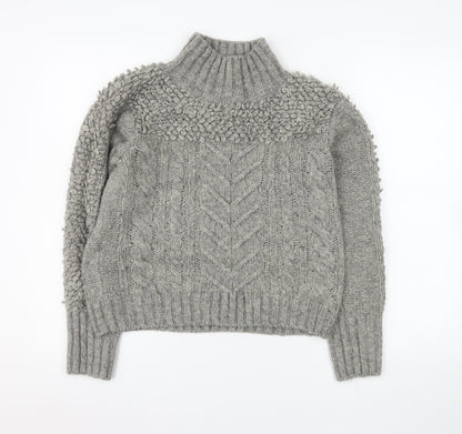 Myleene Klass Women’s Grey Chunky-Knit High Neck Jumper Size 10