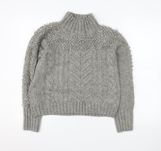 Myleene Klass Women’s Grey Chunky-Knit High Neck Jumper Size 10