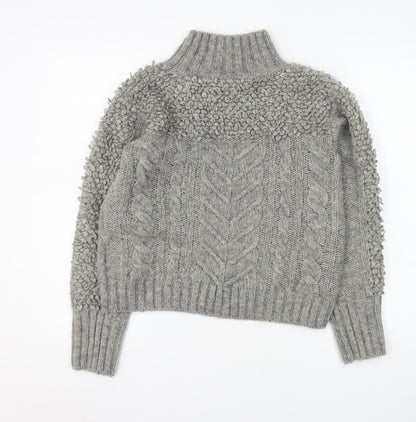 Myleene Klass Women’s Grey Chunky-Knit High Neck Jumper Size 10