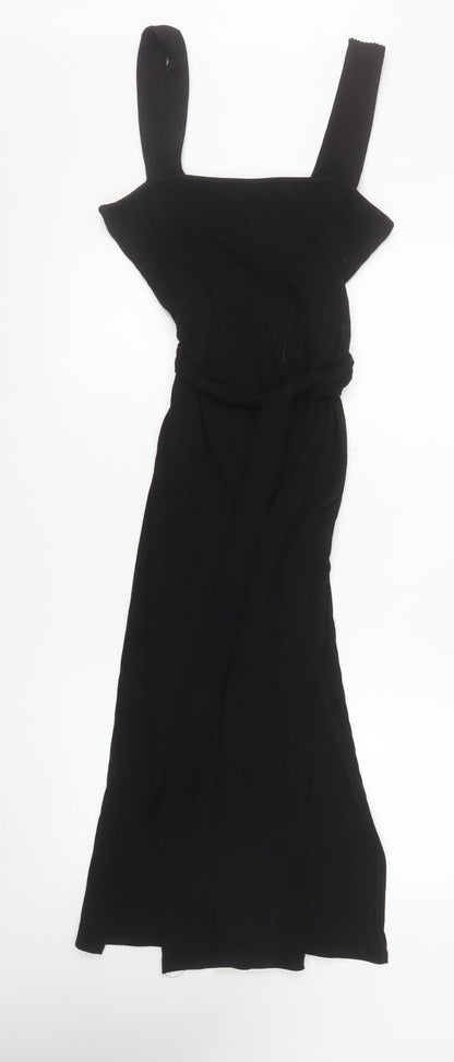 Miss Selfridge Women’s Black Bodycon Midi Dress Size 14 Stretch Knit
