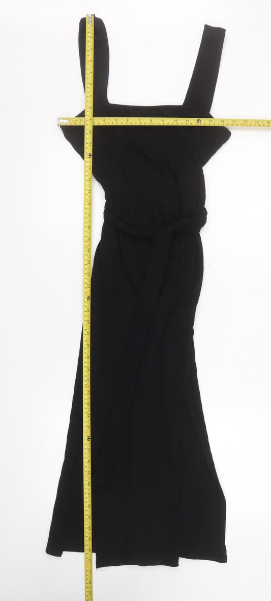 Miss Selfridge Women’s Black Bodycon Midi Dress Size 14 Stretch Knit