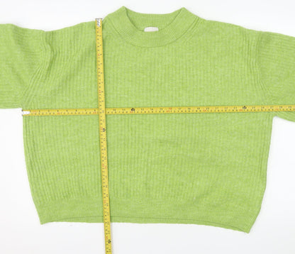H&M Women Green Mock Neck Ribbed Knit Jumper Size 12