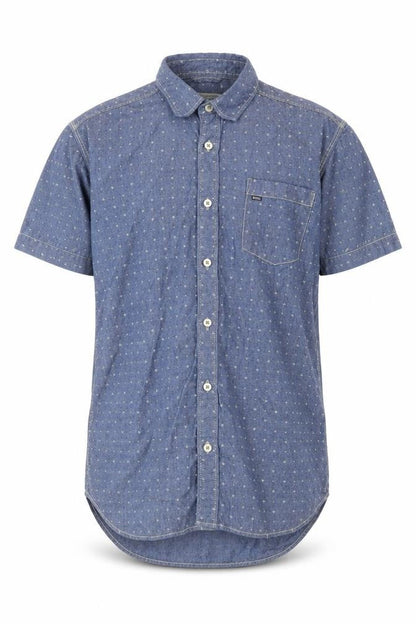 Diesel Men Blue Short Sleeve Cotton Button-Up Shirt M