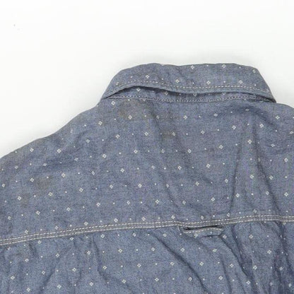 Diesel Men Blue Short Sleeve Cotton Button-Up Shirt M