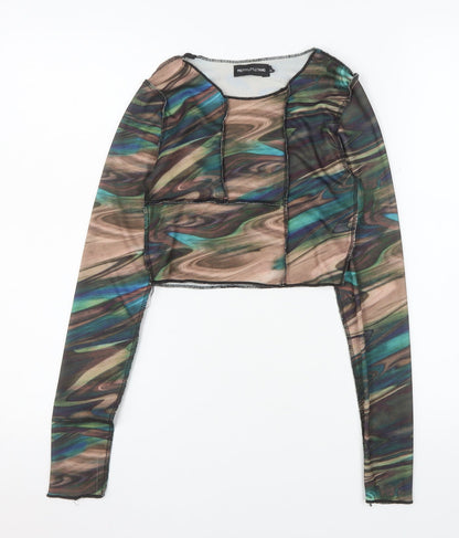 Womens UK Size 8 PRETTYLITTLETHING Multicoloured Cropped Blouse