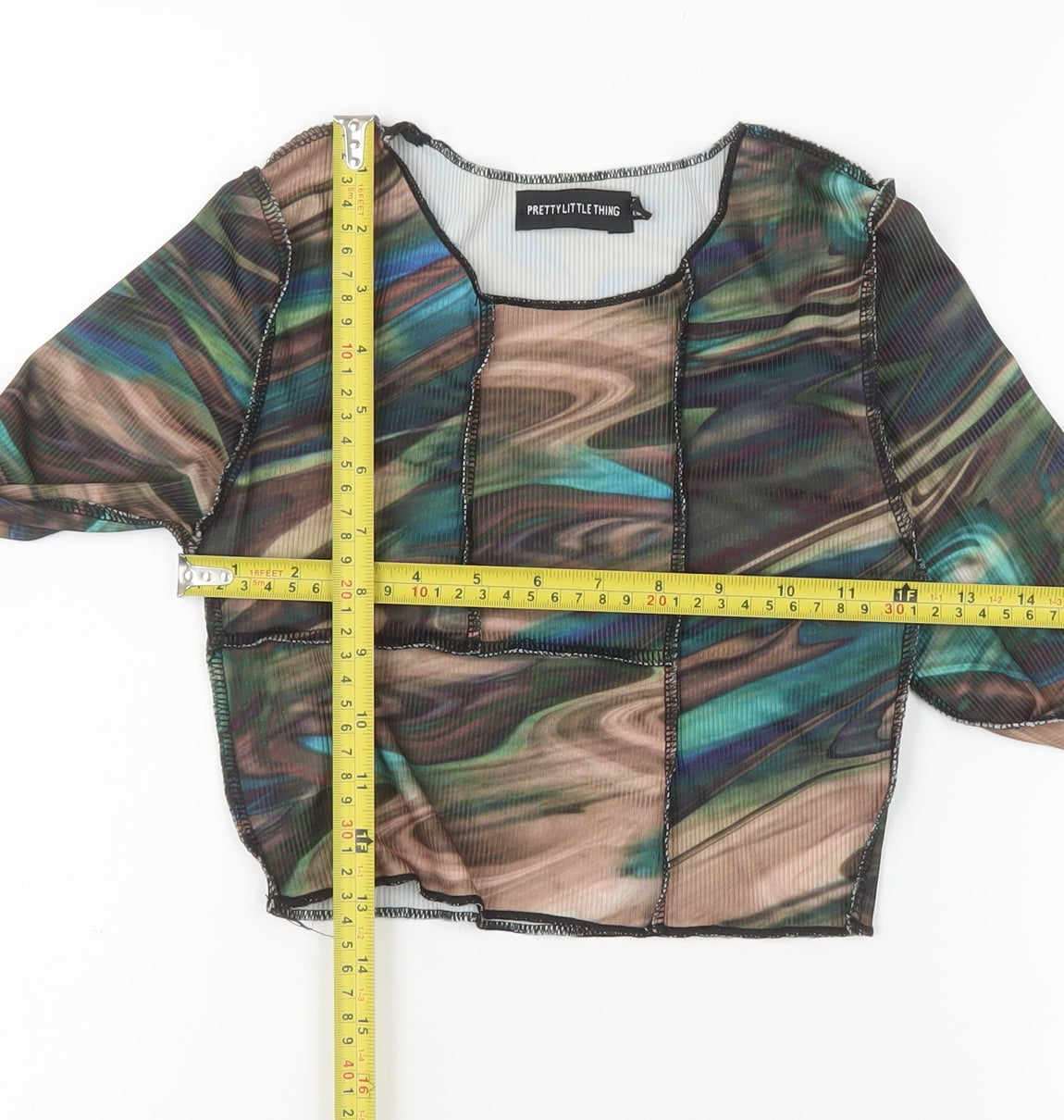 Womens UK Size 8 PRETTYLITTLETHING Multicoloured Cropped Blouse