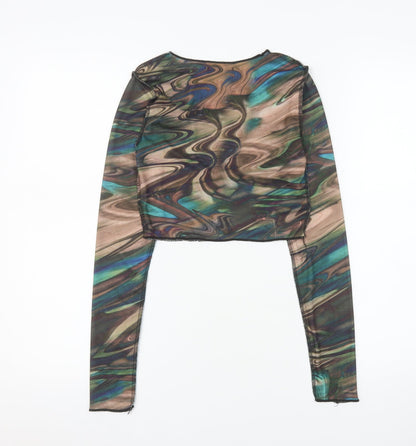 Womens UK Size 8 PRETTYLITTLETHING Multicoloured Cropped Blouse