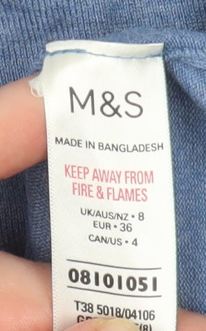 Womens UK Size 8 Marks and Spencer Blue Basic Blouse