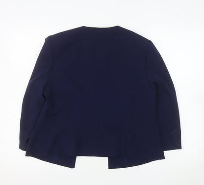 Nightingales Women Blue Embellished Blazer Jacket Size 14