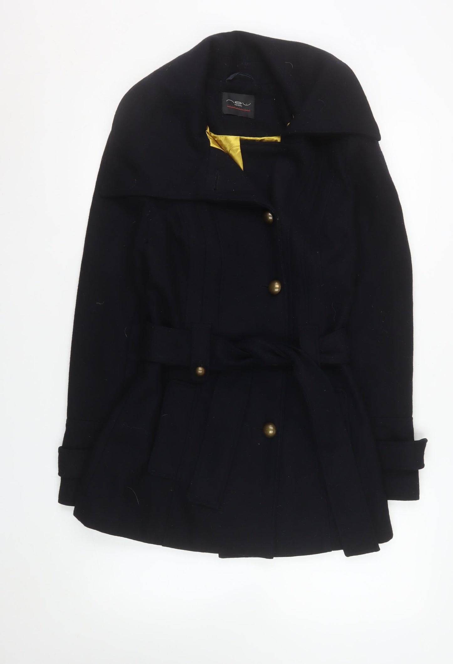 Womens UK Size 10 New Look Black Trench Coat