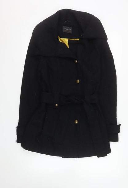 Womens UK Size 10 New Look Black Trench Coat