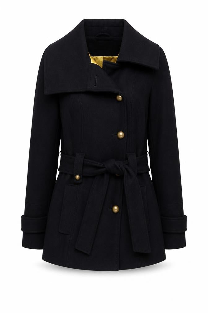 Womens UK Size 10 New Look Black Trench Coat