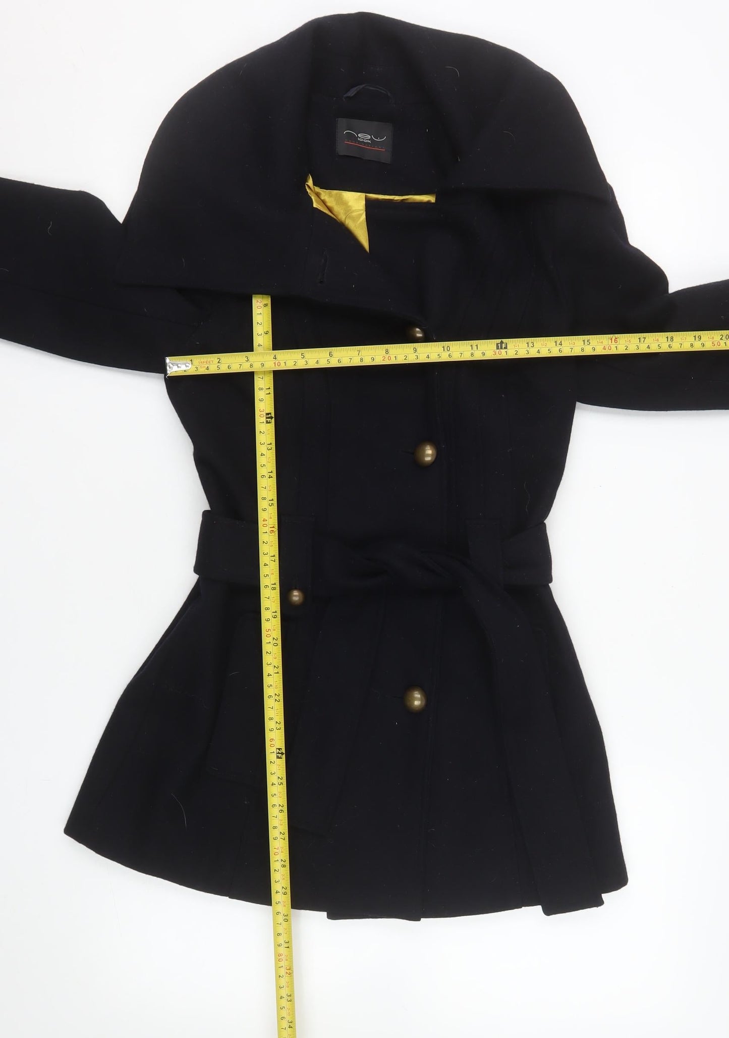 Womens UK Size 10 New Look Black Trench Coat