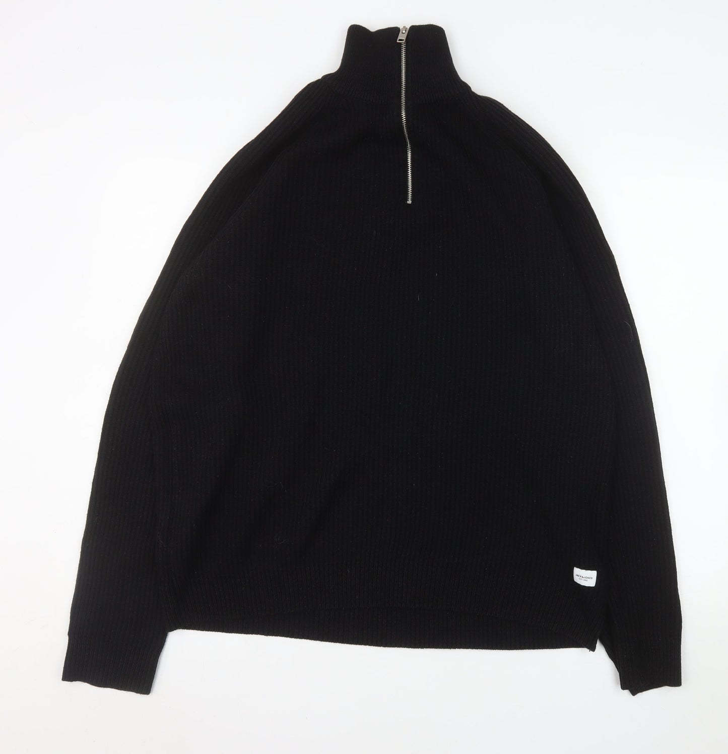 Mens UK Size 2XL JACK & JONES Black Henley Sweatshirt