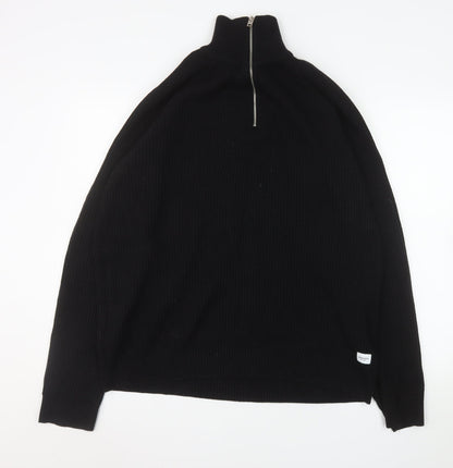 Mens UK Size 2XL JACK & JONES Black Henley Sweatshirt