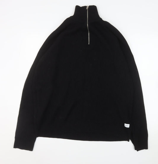 Mens UK Size 2XL JACK & JONES Black Henley Sweatshirt