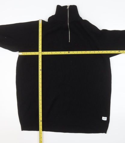Mens UK Size 2XL JACK & JONES Black Henley Sweatshirt
