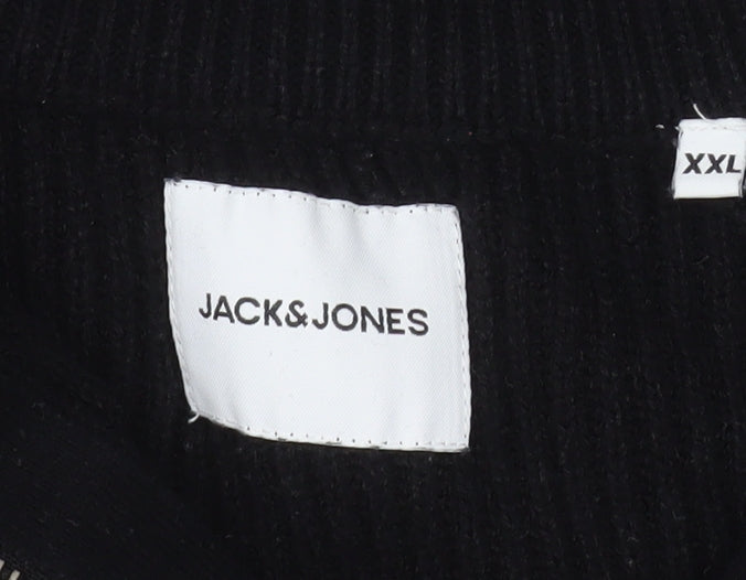 Mens UK Size 2XL JACK & JONES Black Henley Sweatshirt