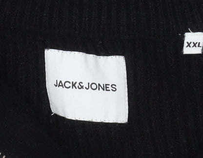 Mens UK Size 2XL JACK & JONES Black Henley Sweatshirt