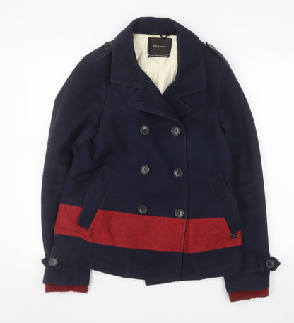 Womens UK Size 2 Maison Scotch Blue Pea Coat
