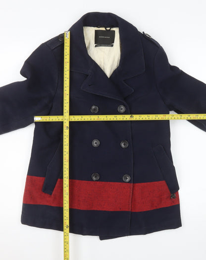 Womens UK Size 2 Maison Scotch Blue Pea Coat