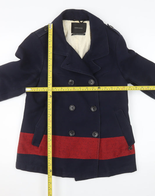 Womens UK Size 2 Maison Scotch Blue Pea Coat