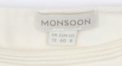 Womens UK Size 12 Monsoon Ivory Basic Blouse