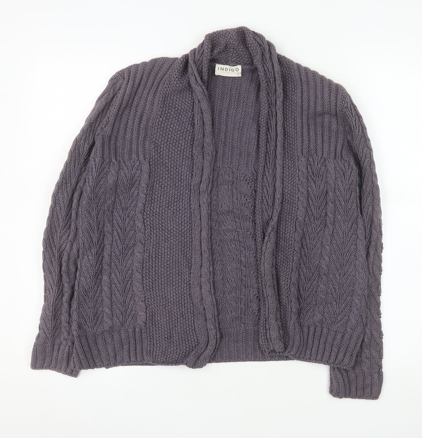 Marks and Spencer Women’s Grey Cable Knit Long Sleeve Open Cardigan Size 8