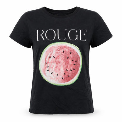 Stradivarius Womens Black Graphic Rouge Watermelon T-Shirt Size S