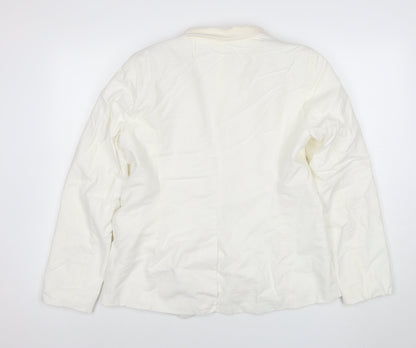 Eliane Rose Women's Ivory Linen Blend Single Breasted Blazer Size 14