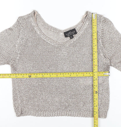 Womens UK Size 8 Topshop Silver Cropped Blouse
