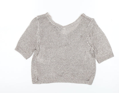 Womens UK Size 8 Topshop Silver Cropped Blouse