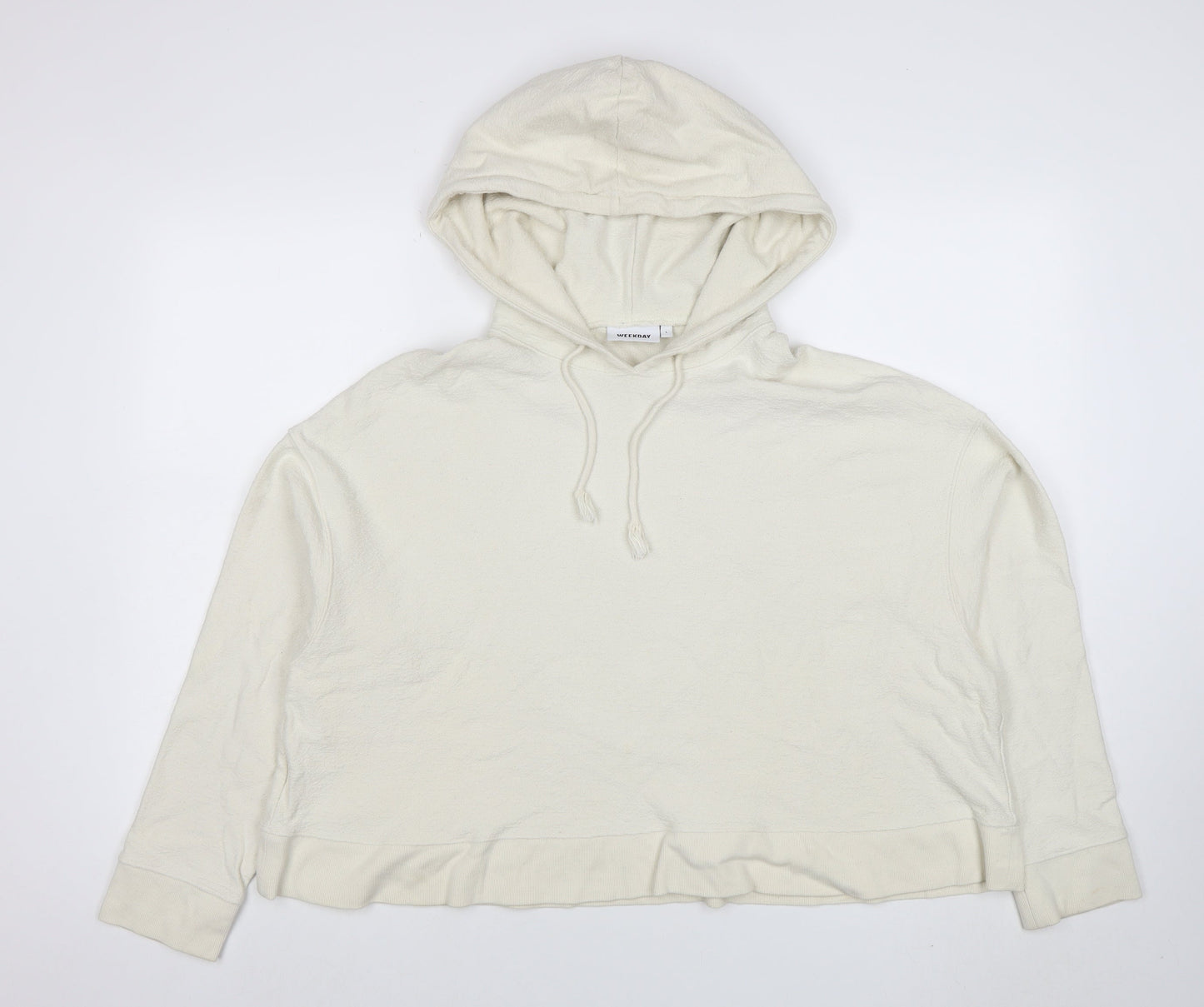 Womens UK Size L Weekday Ivory Pullover Hoodie