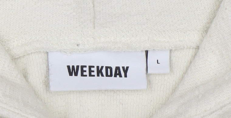 Womens UK Size L Weekday Ivory Pullover Hoodie