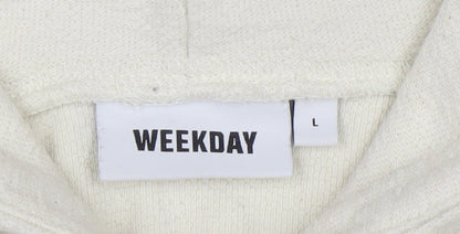 Womens UK Size L Weekday Ivory Pullover Hoodie
