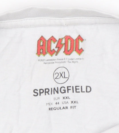Springfield Men’s White AC/DC Money Talks Band T-Shirt 2XL Regular Fit