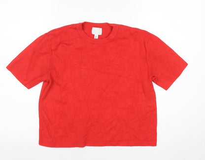 H&M Women's Red Short Sleeve Knit T-Shirt Size M Viscose Blend