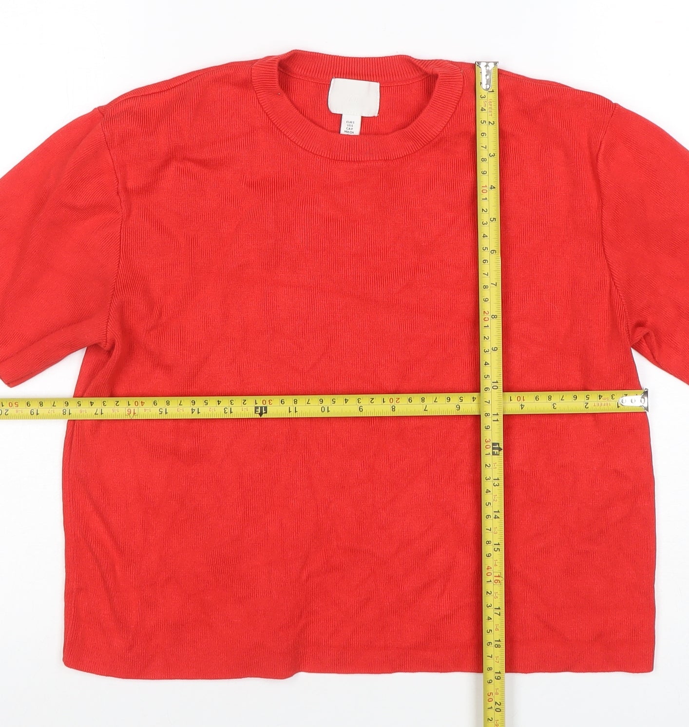 H&M Women's Red Short Sleeve Knit T-Shirt Size M Viscose Blend