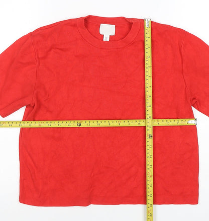 H&M Women's Red Short Sleeve Knit T-Shirt Size M Viscose Blend