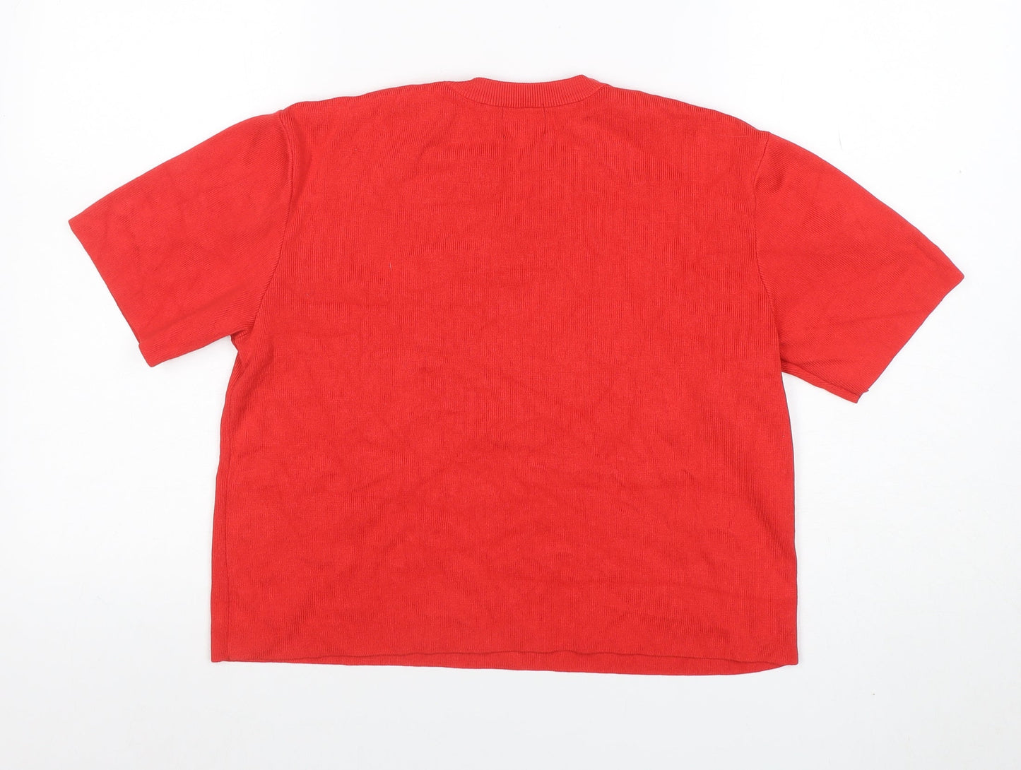 H&M Women's Red Short Sleeve Knit T-Shirt Size M Viscose Blend
