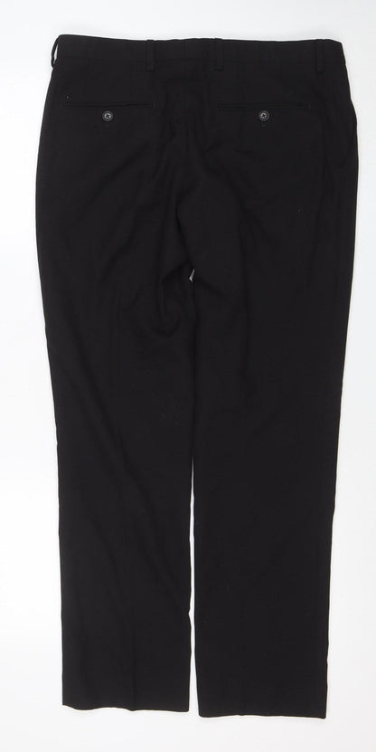 Next Men's Black Formal Trousers 34R Regular Fit Machine Washable
