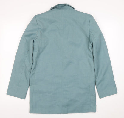 ASOS Women Teal Blue One-Button Long Blazer Jacket Size UK 6