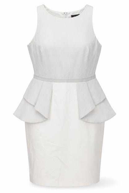Coast Women's Ivory Sleeveless Peplum Knee Length Dress Size 14