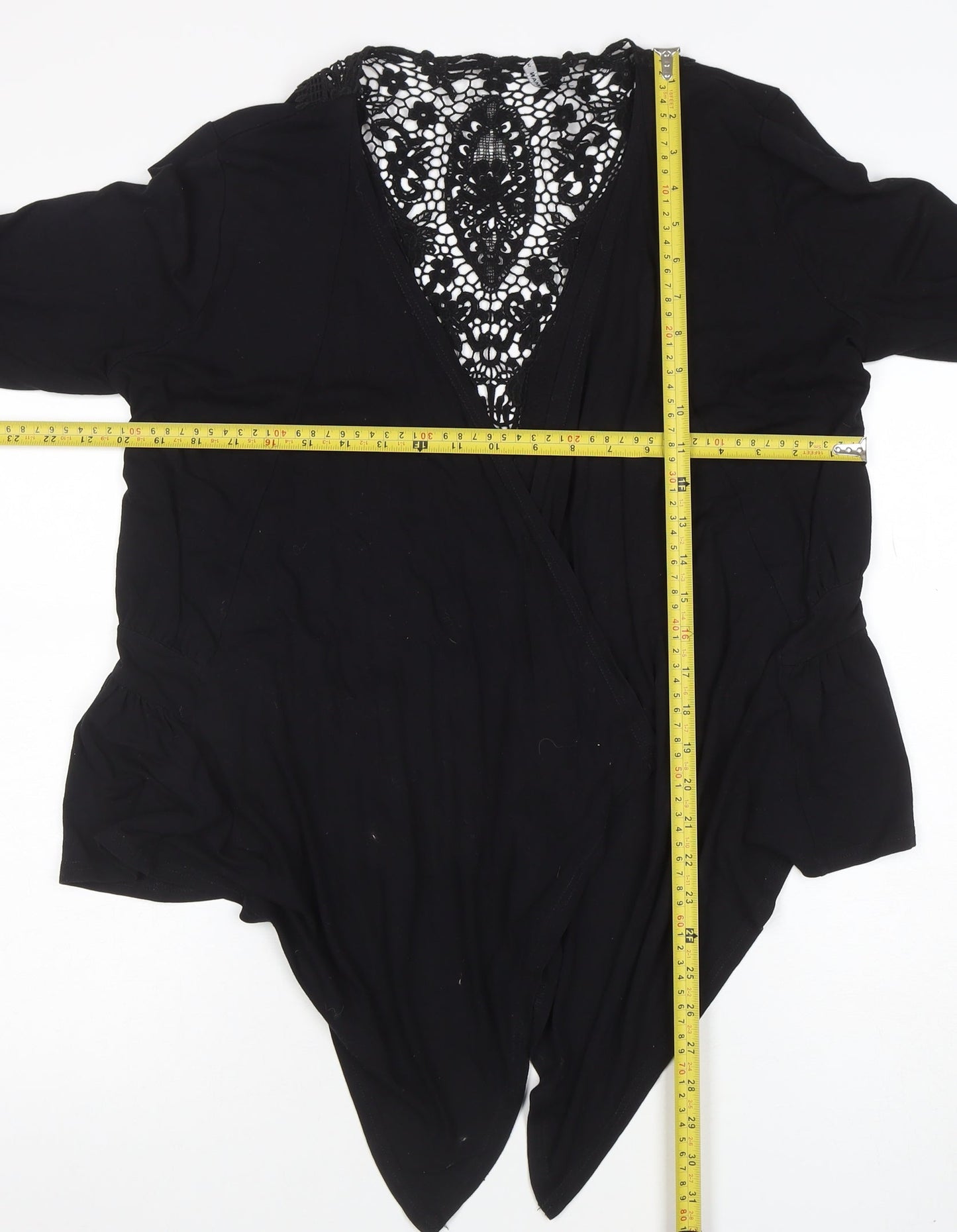 Womens UK Size 14 Roman Black Wrap Jumper