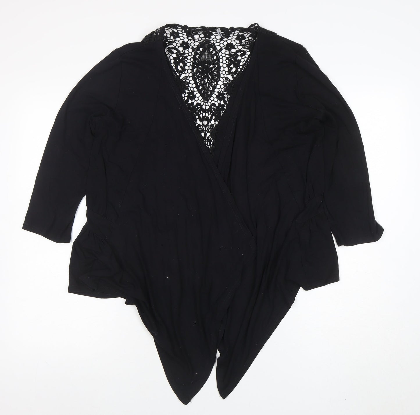 Womens UK Size 14 Roman Black Wrap Jumper
