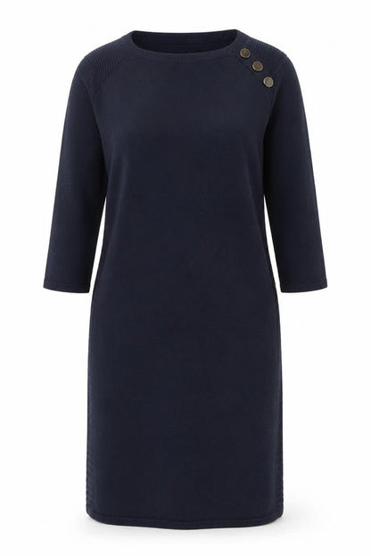Next Women Blue Knit Jumper Dress Size 12 Long Sleeve Crew Neck