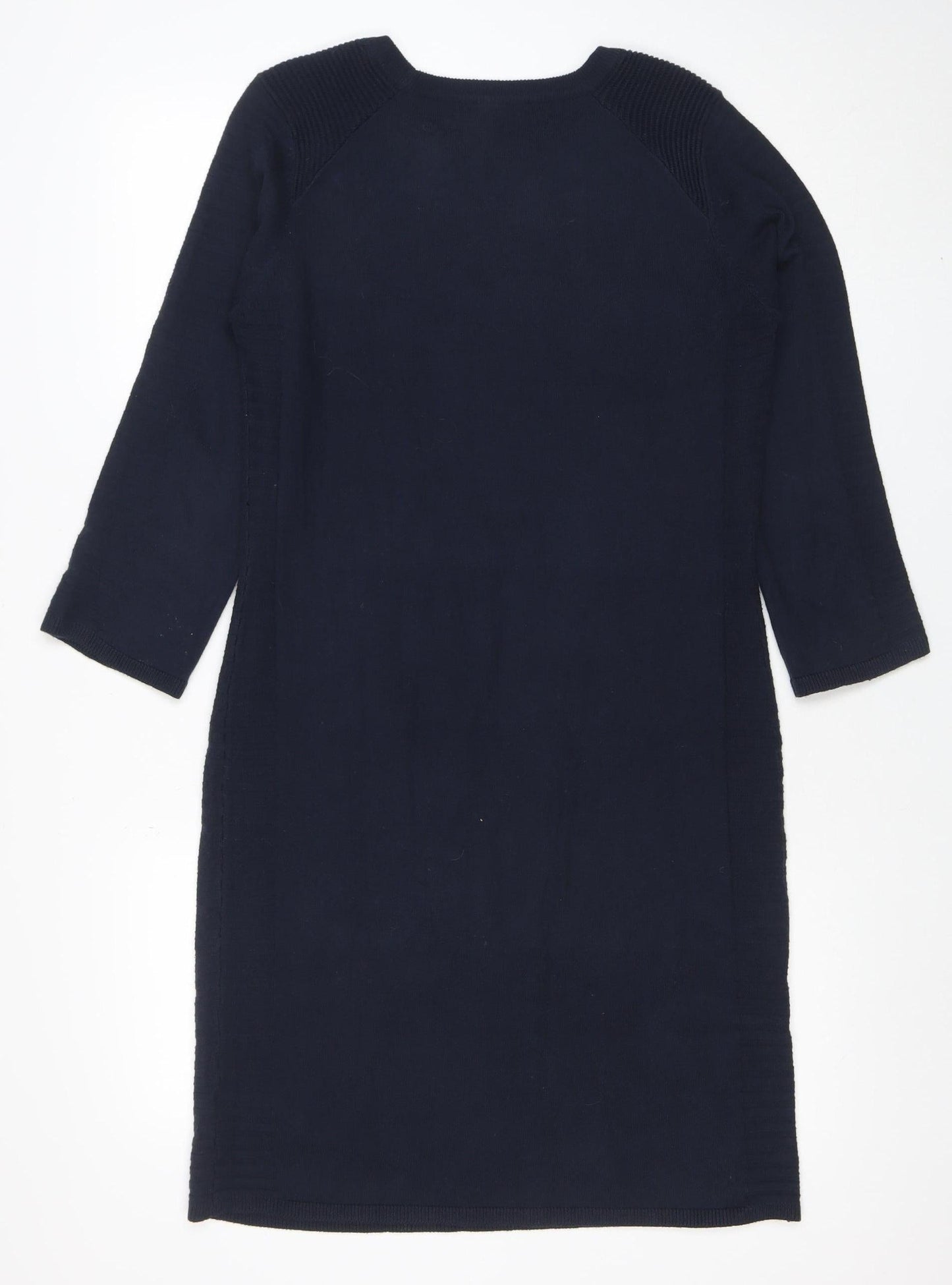 Next Women Blue Knit Jumper Dress Size 12 Long Sleeve Crew Neck